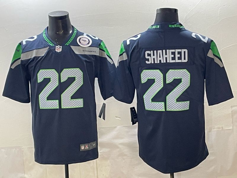 Men 2026 Seattle Seahawks #22 Shaheed Blue Nike Limited NFL Jersey 053